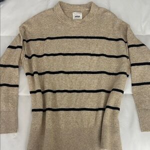 Aerie Beige and Black Striped Knit Sweater